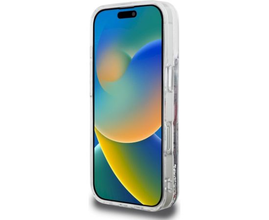 Karl Lagerfeld Liquid Glitter Choupette Logo Aizsargapvalks priekš iPhone 16 Pro / caurspīdīgs Neoriģinālie Maciņi