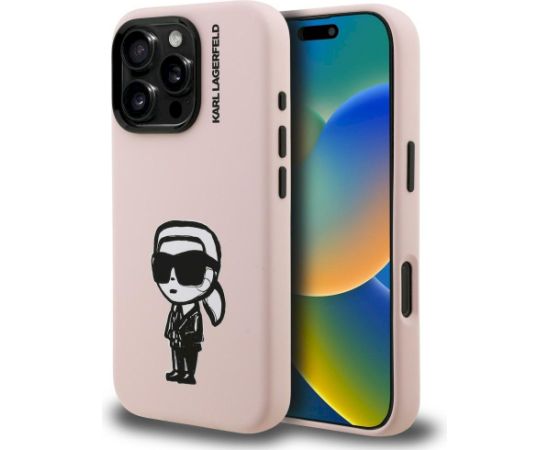 Karl Lagerfeld Silicone Karl Sketch MagSafe Aizsargapvalks priekš iPhone 16 Pro / rozā Neoriģinālie Maciņi