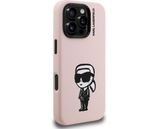 Karl Lagerfeld Silicone Karl Sketch MagSafe Aizsargapvalks priekš iPhone 16 Pro / rozā Neoriģinālie Maciņi