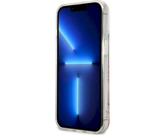 Karl Lagerfeld KLHCP13LPABGNU PEEK A BOO Liquid Glitter Aizsargapvalks priekš iPhone 13 Pro / 13 6,1" / rozā Neoriģinālie Maciņi