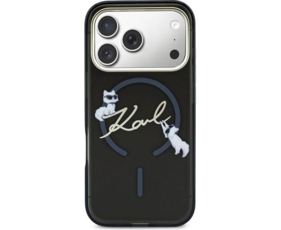 Karl Lagerfeld IML Choupettes Karl Script Logo MagSafe Aizsargapvalks priekš iPhone 17 Pro / melns Neoriģinālie Maciņi