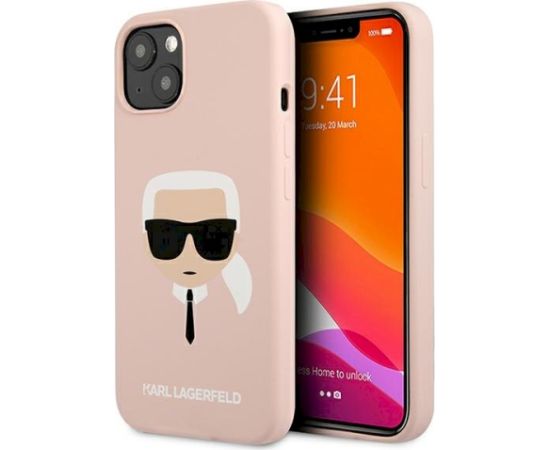 Karl Lagerfeld KLHCP13SSLKHLP Hardcase Silicone Karl`s Head Aizsargapvalks priekš iPhone 13 mini 5,4" / gaiši rozā Neoriģinālie Maciņi