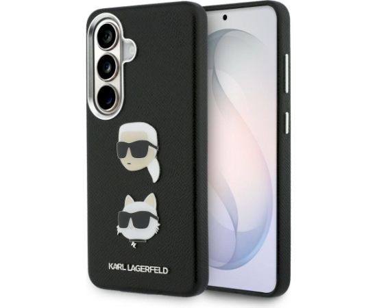 Karl Lagerfeld Saffiano Double Heads Metal Case Aizsargapvalks priekš Samsung Galaxy S26 Plus / melns Neoriģinālie Maciņi