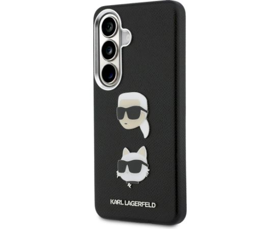 Karl Lagerfeld Saffiano Double Heads Metal Case Aizsargapvalks priekš Samsung Galaxy S26 Plus / melns Neoriģinālie Maciņi
