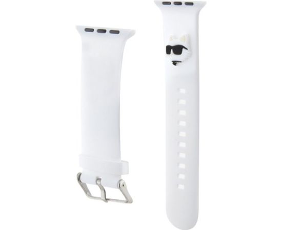 Karl Lagerfeld Strap KLAWLSLCNH Ремешок для часов Apple Watch 42/44/45/49mm 3D Rubber Choupette Head / белый Smart pūlksteņu aksesuāri