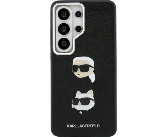 Karl Lagerfeld Saffiano Double Heads Metal Case Aizsargapvalks priekš Samsung Galaxy S26 Ultra / melns Neoriģinālie Maciņi