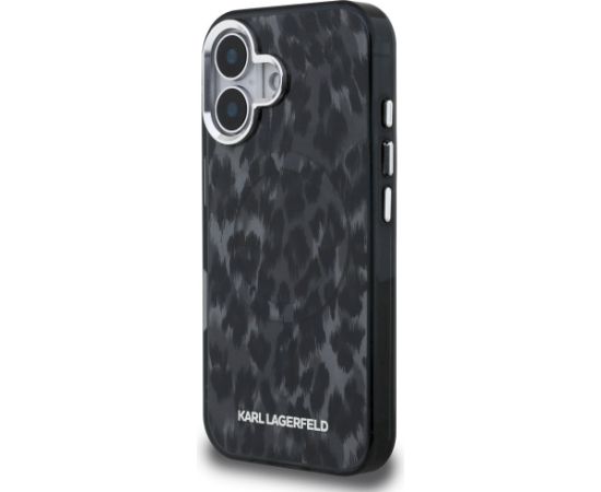 Karl Lagerfeld IML Leopard Pattern MagSafe Aizsargapvalks priekš iPhone 16 / melns Neoriģinālie Maciņi