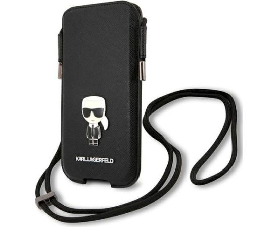 Karl Lagerfeld Torebka KLHCP12MOPHKMK 6.1" hardcase Saffiano Ikonik Karl`s Aizsargapvalks priekš / melns Neoriģinālie Maciņi
