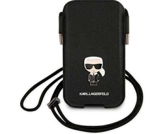 Karl Lagerfeld Torebka KLHCP12MOPHKMK 6.1" hardcase Saffiano Ikonik Karl`s Aizsargapvalks priekš / melns Neoriģinālie Maciņi