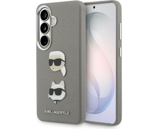 Karl Lagerfeld Saffiano Double Heads Metal Aizsargapvalks priekš Samsung Galaxy S26 / sudraba Neoriģinālie Maciņi