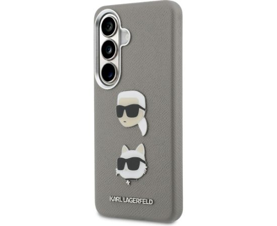 Karl Lagerfeld Saffiano Double Heads Metal Aizsargapvalks priekš Samsung Galaxy S26 / sudraba Neoriģinālie Maciņi