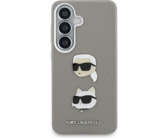 Karl Lagerfeld Saffiano Double Heads Metal Aizsargapvalks priekš Samsung Galaxy S26 / sudraba Neoriģinālie Maciņi