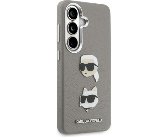 Karl Lagerfeld Saffiano Double Heads Metal Aizsargapvalks priekš Samsung Galaxy S26 / sudraba Neoriģinālie Maciņi
