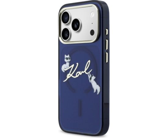 Karl Lagerfeld IML Choupettes Karl Script Logo MagSafe Aizsargapvalks priekš iPhone 17 Pro Max / zils Neoriģinālie Maciņi