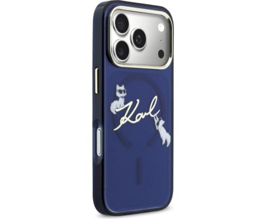 Karl Lagerfeld IML Choupettes Karl Script Logo MagSafe Aizsargapvalks priekš iPhone 17 Pro Max / zils Neoriģinālie Maciņi