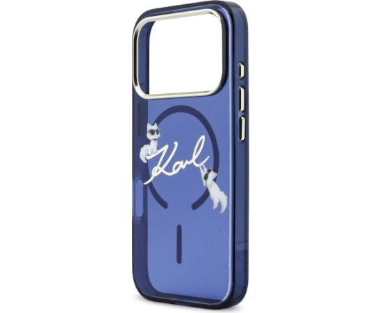 Karl Lagerfeld IML Choupettes Karl Script Logo MagSafe Aizsargapvalks priekš iPhone 17 Pro Max / zils Neoriģinālie Maciņi