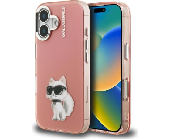 Karl Lagerfeld IML Aquarelle Choupette & Logo Aizsargapvalks priekš iPhone 16 / rozā Neoriģinālie Maciņi