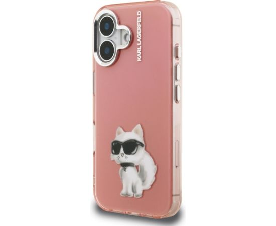 Karl Lagerfeld IML Aquarelle Choupette & Logo Aizsargapvalks priekš iPhone 16 / rozā Neoriģinālie Maciņi