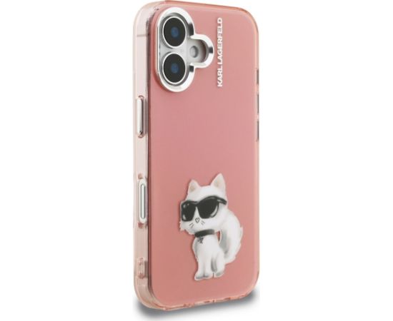 Karl Lagerfeld IML Aquarelle Choupette & Logo Aizsargapvalks priekš iPhone 16 / rozā Neoriģinālie Maciņi