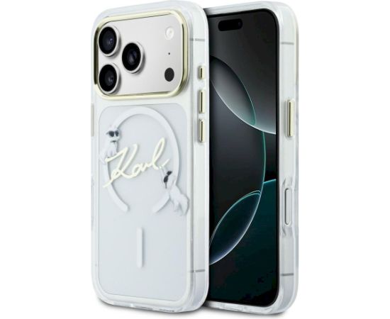 Karl Lagerfeld IML Choupettes Karl Script Logo MagSafe Aizsargapvalks priekš iPhone 17 Pro / caurspīdīgs Neoriģinālie Maciņi