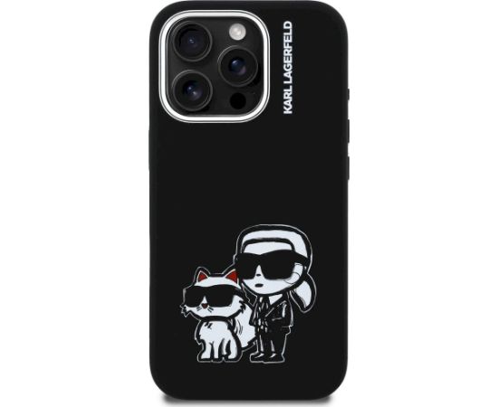 Karl Lagerfeld Silicone Karl&Choupette Sketch MagSafe Case Aizsargapvalks priekš iPhone 16 Pro Max / melns Neoriģinālie Maciņi
