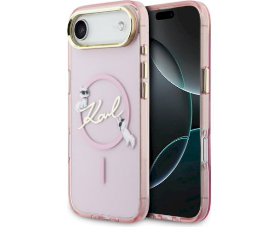 Karl Lagerfeld IML Choupettes Karl Script Logo MagSafe Aizsargapvalks priekš iPhone Air / rozā Neoriģinālie Maciņi