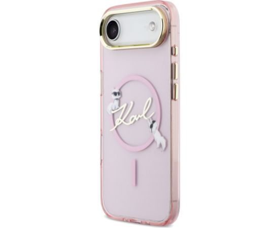 Karl Lagerfeld IML Choupettes Karl Script Logo MagSafe Aizsargapvalks priekš iPhone Air / rozā Neoriģinālie Maciņi