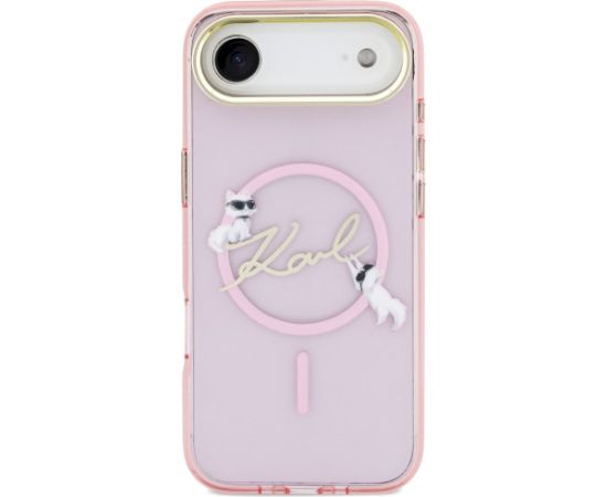 Karl Lagerfeld IML Choupettes Karl Script Logo MagSafe Aizsargapvalks priekš iPhone Air / rozā Neoriģinālie Maciņi