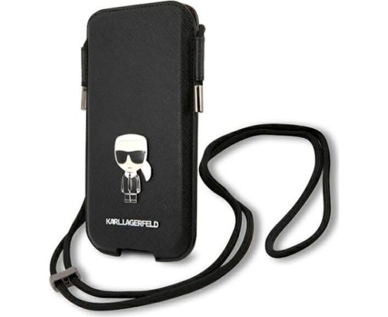 Karl Lagerfeld Torebka KLHCP12LOPHKMK 6,7" hardcase Saffiano Ikonik Kar Aizsargapvalks priekš / melns Neoriģinālie Maciņi