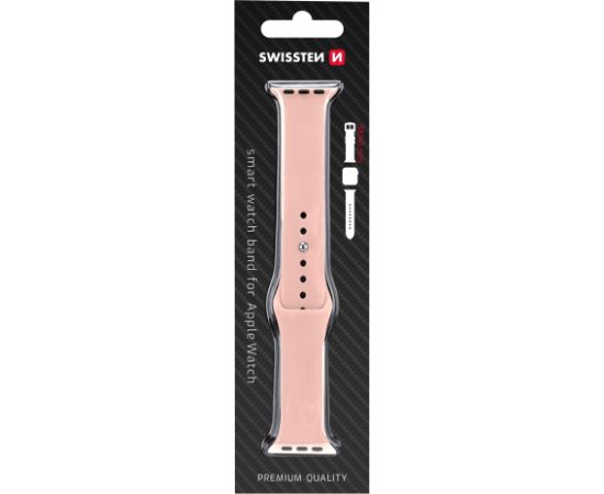 Swissten Silikona Siksniņa priekš Apple Watch 1/2/3/4/5/6/SE / 38 mm / 40 mm / Rozā Smart-Watch aksesuāri