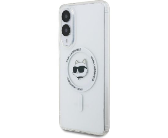 Karl Lagerfeld Button Choupette Head Printed Logo MagSafe Aizsargapvalks priekš Samsung Galaxy S25 Edge / balts Neoriģinālie Maciņi