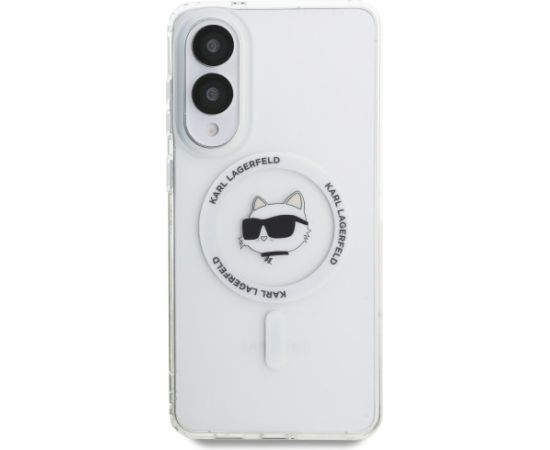 Karl Lagerfeld Button Choupette Head Printed Logo MagSafe Aizsargapvalks priekš Samsung Galaxy S25 Edge / balts Neoriģinālie Maciņi