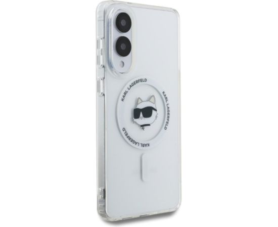 Karl Lagerfeld Button Choupette Head Printed Logo MagSafe Aizsargapvalks priekš Samsung Galaxy S25 Edge / balts Neoriģinālie Maciņi