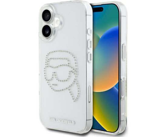 Karl Lagerfeld IML Rhinestones Karl Head Aizsargapvalks priekš iPhone 16 / caurspīdīgs Neoriģinālie Maciņi
