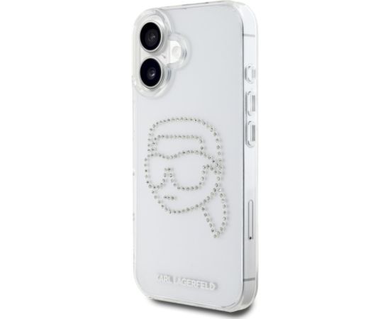 Karl Lagerfeld IML Rhinestones Karl Head Aizsargapvalks priekš iPhone 16 / caurspīdīgs Neoriģinālie Maciņi