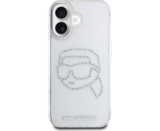 Karl Lagerfeld IML Rhinestones Karl Head Aizsargapvalks priekš iPhone 16 / caurspīdīgs Neoriģinālie Maciņi