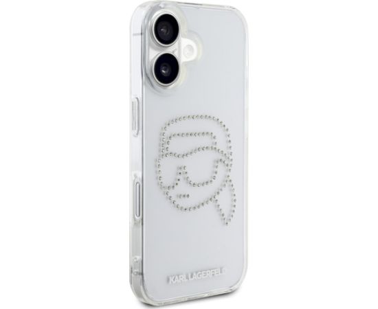Karl Lagerfeld IML Rhinestones Karl Head Aizsargapvalks priekš iPhone 16 / caurspīdīgs Neoriģinālie Maciņi