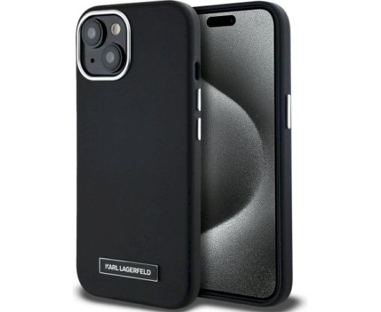 Karl Lagerfeld FW Metal Plate MagSafe Case Aizsargapvalks priekš iPhone 15 / melns Neoriģinālie Maciņi
