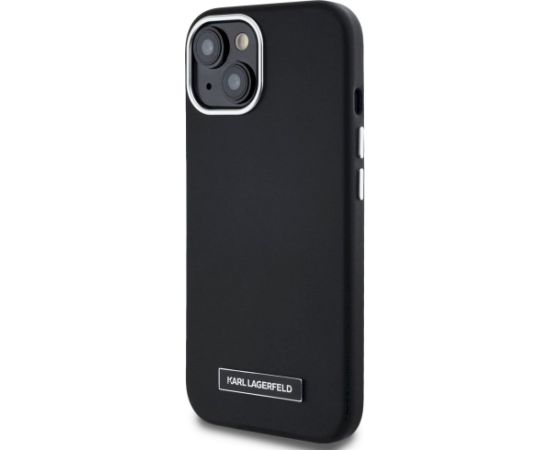 Karl Lagerfeld FW Metal Plate MagSafe Case Aizsargapvalks priekš iPhone 15 / melns Neoriģinālie Maciņi