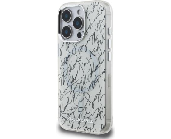 Karl Lagerfeld IML Karl Script Pattern MagSafe Aizsargapvalks priekš iPhone 16 Pro / balts Neoriģinālie Maciņi