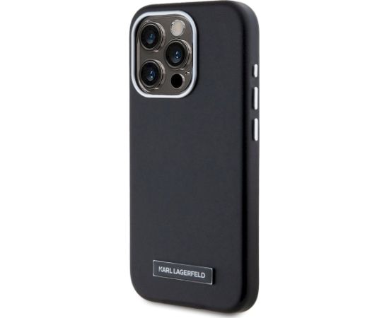 Karl Lagerfeld FW Metal Plate MagSafe Aizsargapvalks priekš iPhone 15 Pro Max / melns Neoriģinālie Maciņi