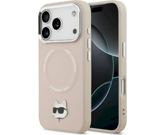Karl Lagerfeld Choupette Pin MagSafe Case Aizsargapvalks priekš iPhone 17 Pro Max / rozā Neoriģinālie Maciņi