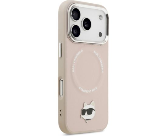 Karl Lagerfeld Choupette Pin MagSafe Case Aizsargapvalks priekš iPhone 17 Pro Max / rozā Neoriģinālie Maciņi