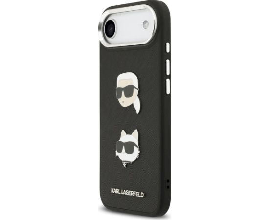 Karl Lagerfeld FW Grained Karl & Choupette Heads Pins & Logo Case Aizsargapvalks priekš iPhone Air / melns Neoriģinālie Maciņi