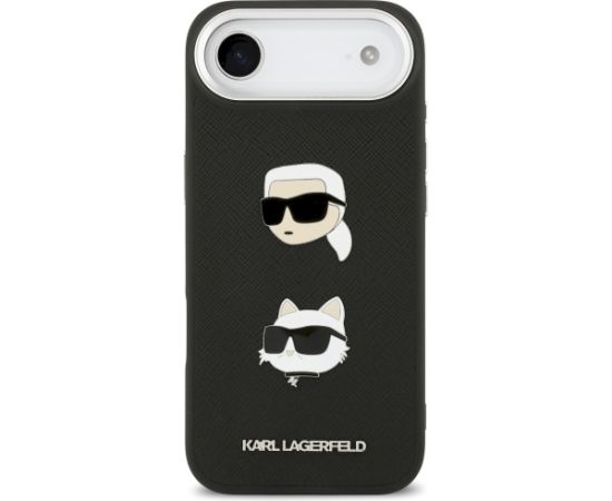 Karl Lagerfeld FW Grained Karl & Choupette Heads Pins & Logo Case Aizsargapvalks priekš iPhone Air / melns Neoriģinālie Maciņi