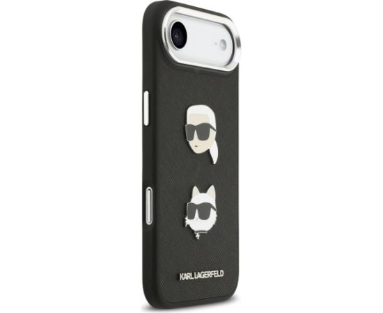 Karl Lagerfeld FW Grained Karl & Choupette Heads Pins & Logo Case Aizsargapvalks priekš iPhone Air / melns Neoriģinālie Maciņi