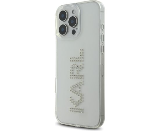 Karl Lagerfeld IML Rhinestones Logo Case Aizsargapvalks priekš iPhone 16 Pro / caurspīdīgs Neoriģinālie Maciņi