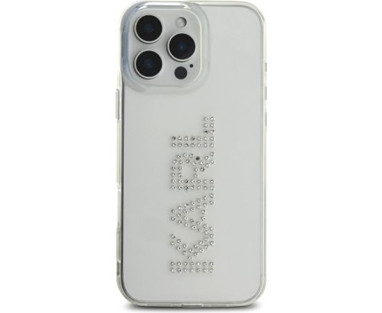 Karl Lagerfeld IML Rhinestones Logo Case Aizsargapvalks priekš iPhone 16 Pro / caurspīdīgs Neoriģinālie Maciņi
