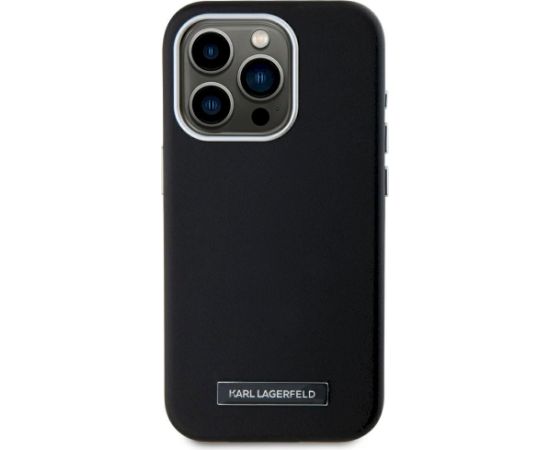 Karl Lagerfeld FW Metal Plate MagSafe Aizsargapvalks priekš iPhone 15 Pro / melns Neoriģinālie Maciņi