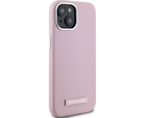 Case Karl Lagerfeld FW Metal Plate MagSafe Aizsargapvalks priekš iPhone 15 / rozā Neoriģinālie Maciņi